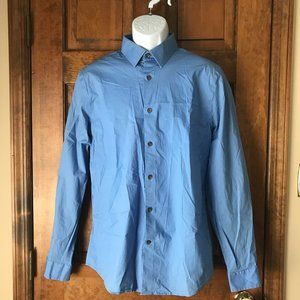 Express 1MX Fitted Blue Dress Shirt Large